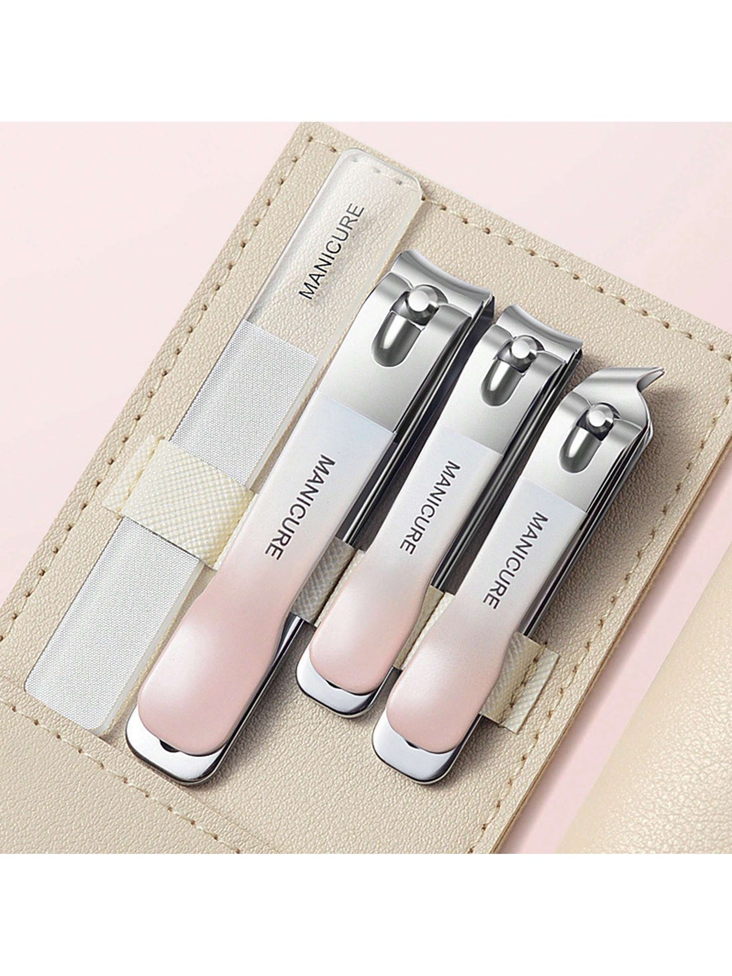 Manicure Set Stainless Steel Nail Clipper, Professional Men/Women Nail Clippers Kit 4 Pcs, Travel Manicure Grooming Kit Nail Clipper Set