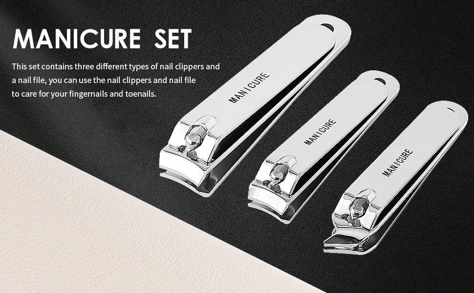 Manicure Set Stainless Steel Nail Clipper, Professional Men/Women Nail Clippers Kit 4 Pcs, Travel Manicure Grooming Kit Nail Clipper Set