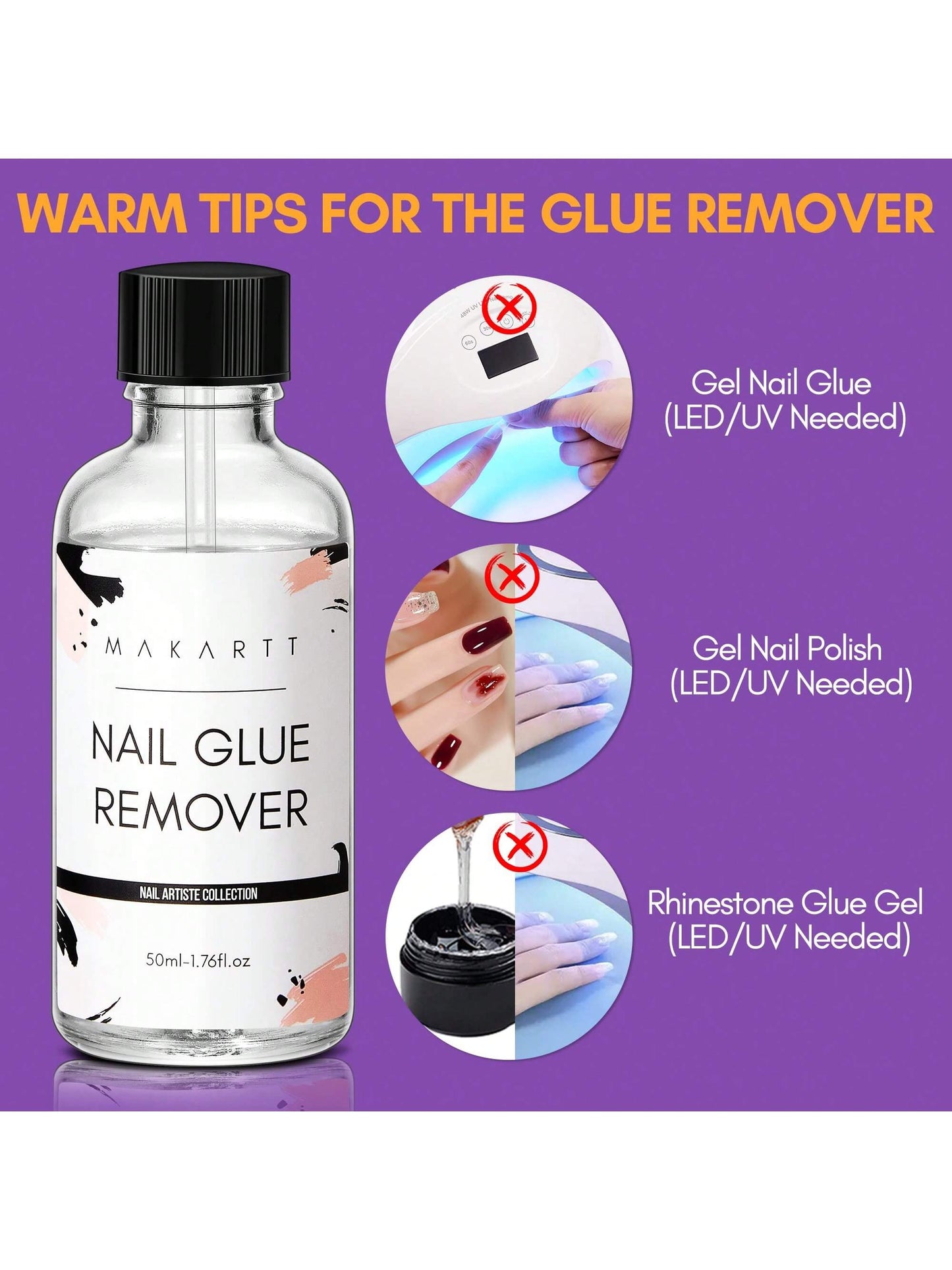 50ML Nail Glue Remover, Debonder, Nail Tips Fake Nail Adhessive Remover Without Acetone For Acrylic Nails Press On Nails, Can't Remove Gel Nail Polish As Nail Charm Gifts