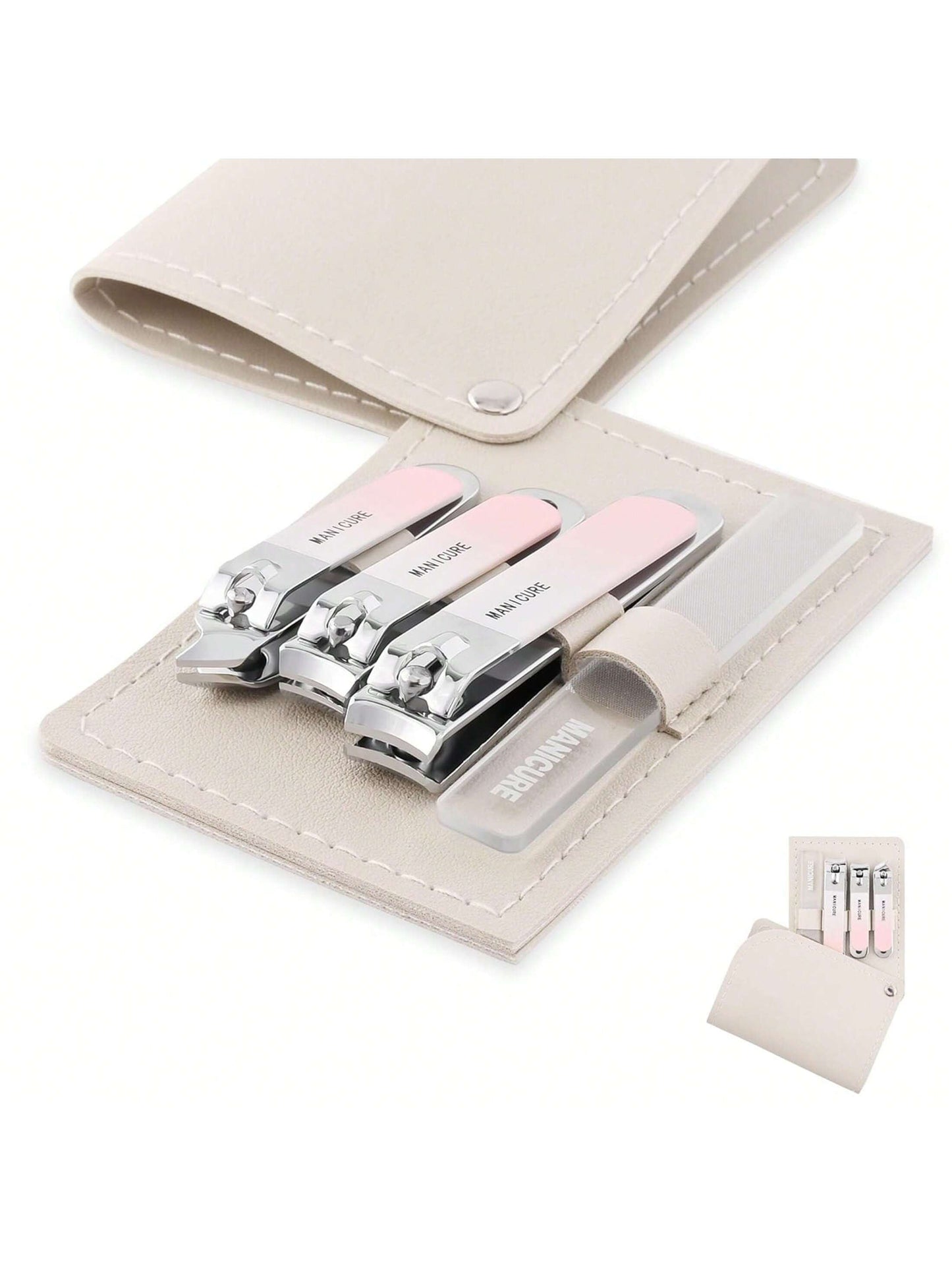 Manicure Set Stainless Steel Nail Clipper, Professional Men/Women Nail Clippers Kit 4 Pcs, Travel Manicure Grooming Kit Nail Clipper Set
