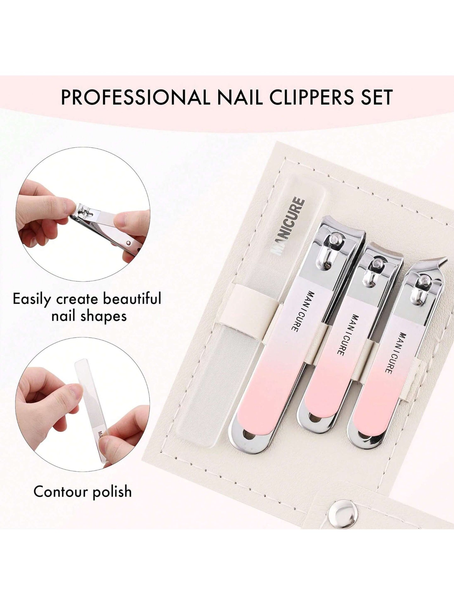 Manicure Set Stainless Steel Nail Clipper, Professional Men/Women Nail Clippers Kit 4 Pcs, Travel Manicure Grooming Kit Nail Clipper Set
