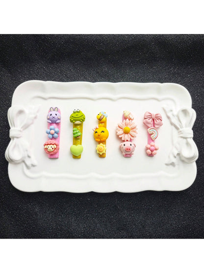 10pcs Handmade Press-On Nails Set,Mixed Color,Extra Long Coffin,3D Accessories,Cartoon Animal Accessories, Rabbit, Pig, Heart, Fashion Design, Party Wear, Theme Party , Upgrade Your Look, Surprising Gifts