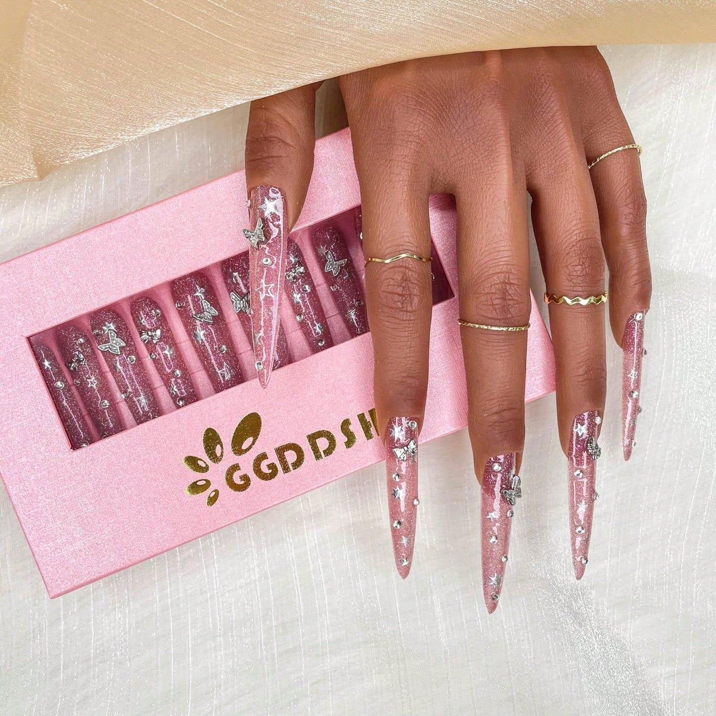 GGddsha 2025 100% Handmade Nails Long And Reusable PMMA Acrylic Press On Nails  With Beautiful Graphic Almond Nail Reusable Full Coverage Fake Nails Handmade Nails Ladies Fake Nail Set