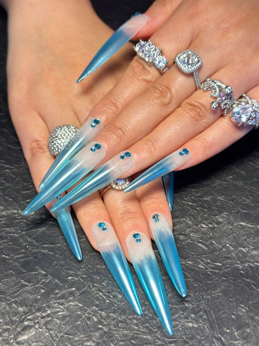 High-Quality Acrylic Stiletto Press-On Nails With Ombre Effect