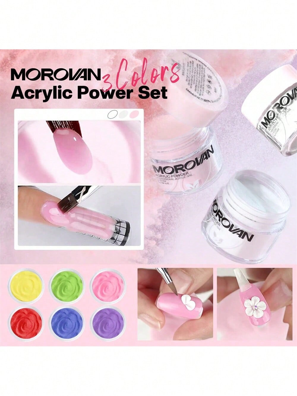 Morovan Morovan Acrylic Nail Kit With Everything - For Beginners Acrylic Nail Supplies Gel Nail Polish Kit With U V Light, Nails Kit Acrylic Set Glitter Acrylic Powder Nail Extension Kit Nail Art Starter Kit Valentines