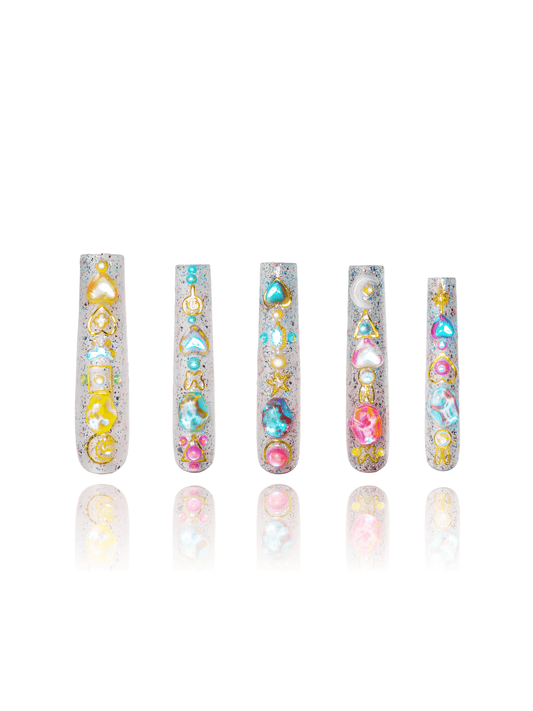 Love Of The Rainbow Gem Square Nails