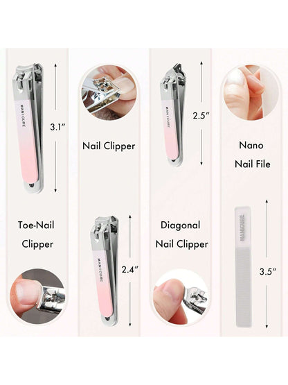 Manicure Set Stainless Steel Nail Clipper, Professional Men/Women Nail Clippers Kit 4 Pcs, Travel Manicure Grooming Kit Nail Clipper Set