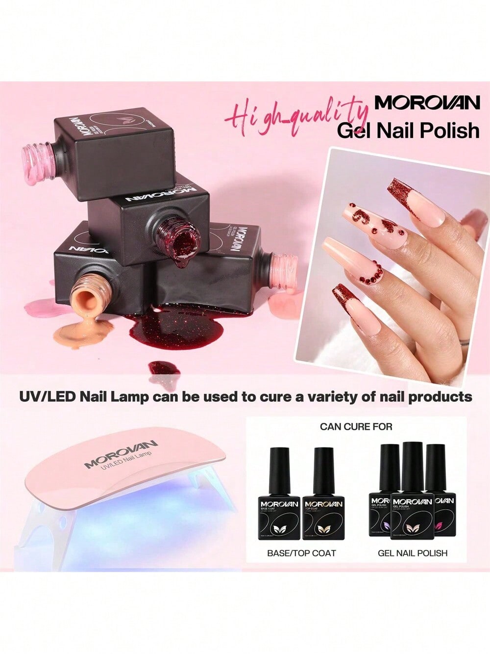 Morovan Morovan Acrylic Nail Kit With Everything - For Beginners Acrylic Nail Supplies Gel Nail Polish Kit With U V Light, Nails Kit Acrylic Set Glitter Acrylic Powder Nail Extension Kit Nail Art Starter Kit Valentines