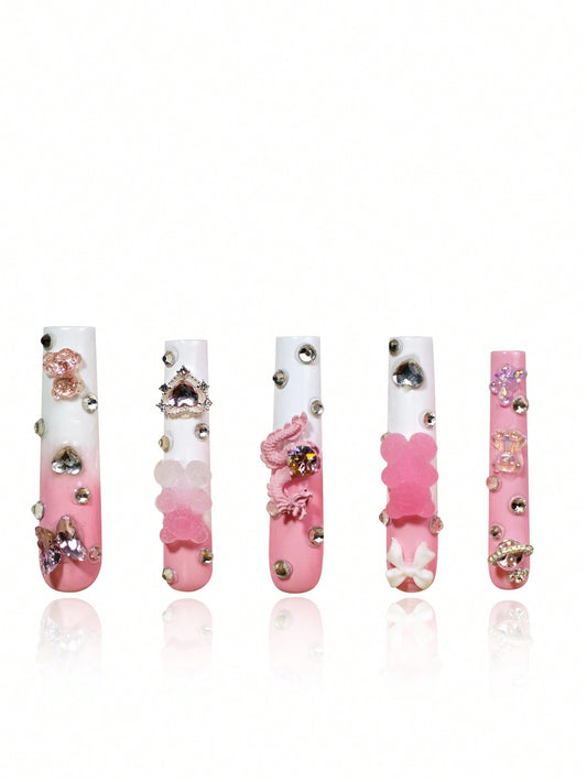 Press On Nails - False Nails With 2 Sets Nails Tools - Fake Nails - Luxury Handmade Press On Nails - Nails With Unique Design - Reusable Press On Nails - Nail Length 54mm/2.13 Inches (10 Pcs)