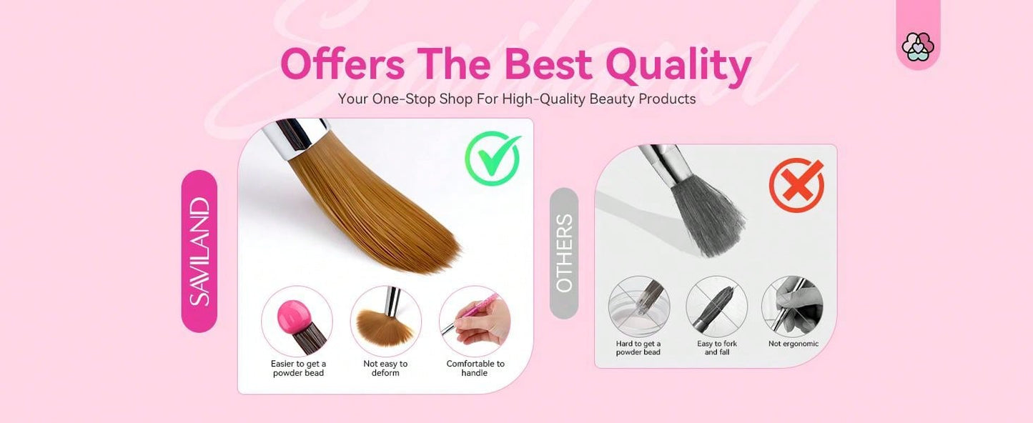 3pcs Acrylic Nail Brush Set - Size 6/8/12 Acrylic Nail Brushes For Acrylic Application, Professional Acrylic Brush Set For Acrylic Powder Nail Art Extension & 3D Carving Nail Salon Home DIY