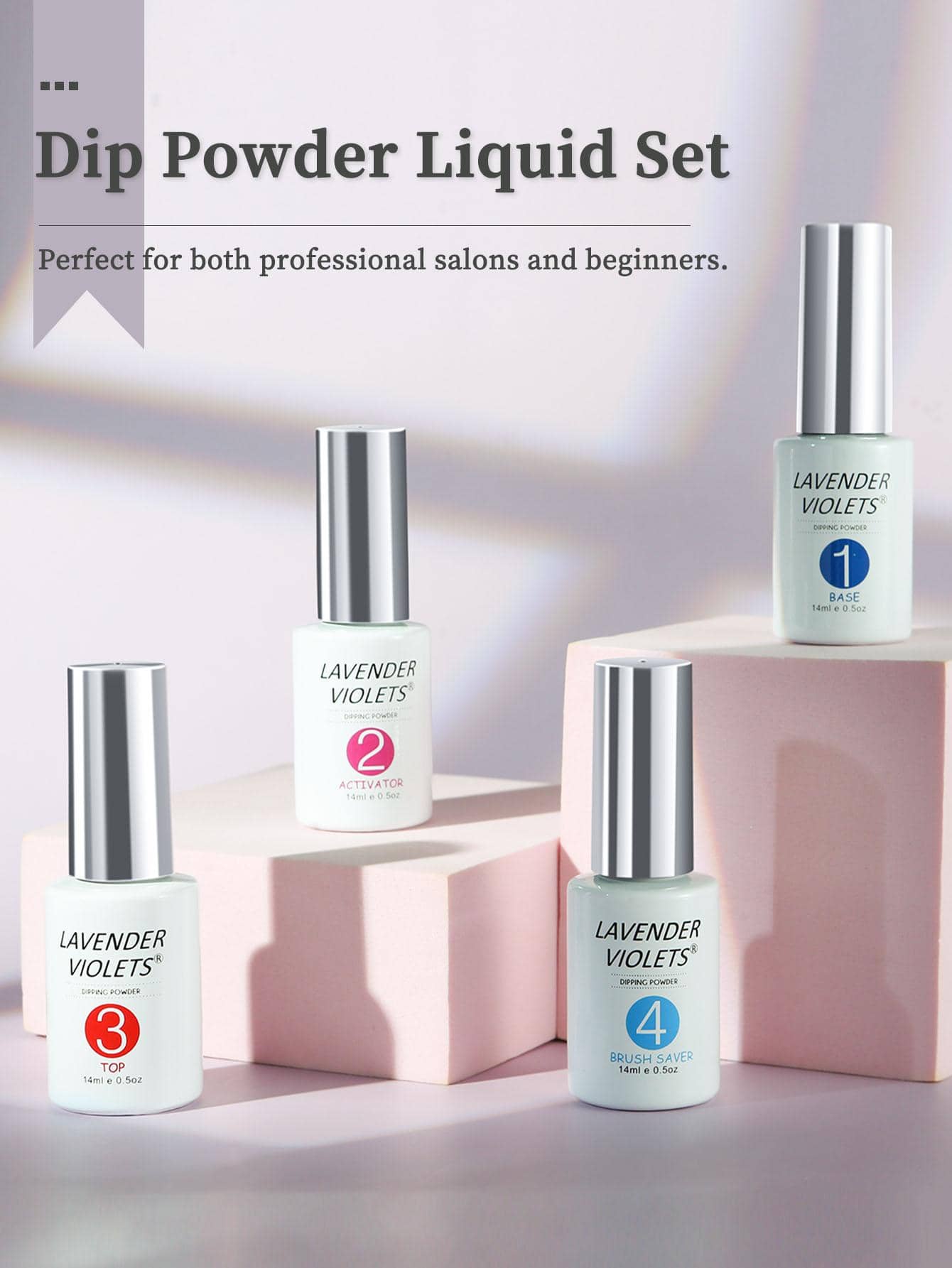 Dip Powder Gel Liquid Set With Activator, Base Top Gel And Brush Saver 0.5oz/Bot Nail File Necessary Tools For Dipping Powder Acrylic Nail Manicure Pedicure J775