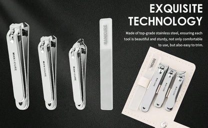 Manicure Set Stainless Steel Nail Clipper, Professional Men/Women Nail Clippers Kit 4 Pcs, Travel Manicure Grooming Kit Nail Clipper Set