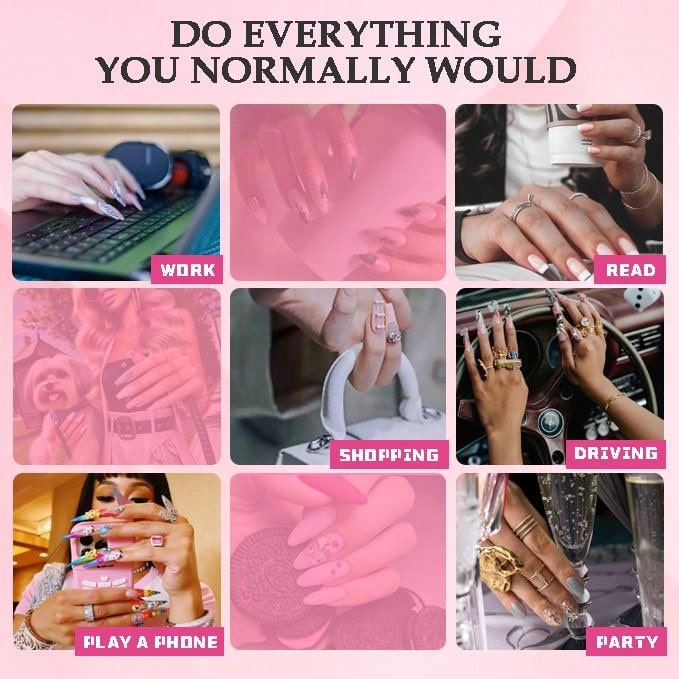 GGddsha 2025 100% Handmade Nails Long And Reusable PMMA Acrylic Press On Nails  With Beautiful Graphic Almond Nail Reusable Full Coverage Fake Nails Handmade Nails Ladies Fake Nail Set