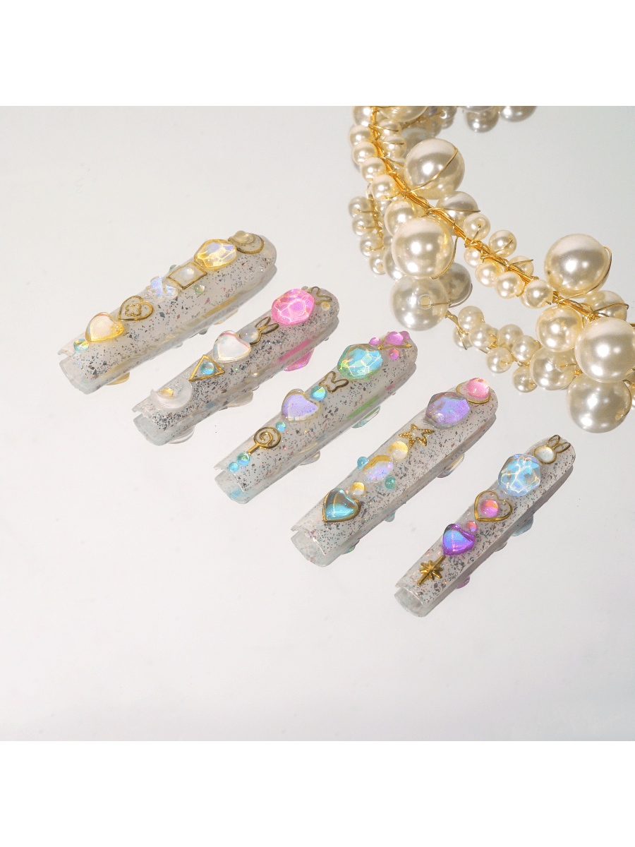 Love Of The Rainbow Gem Square Nails