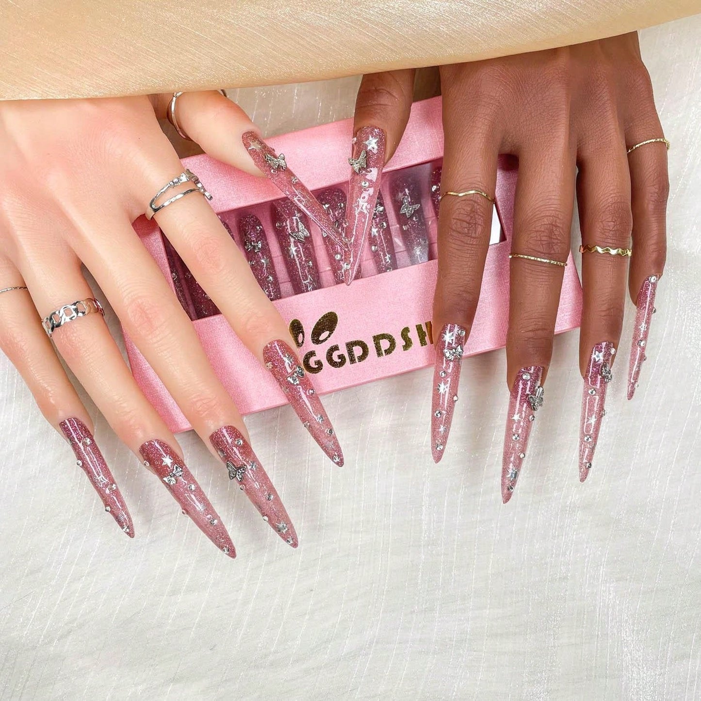 GGddsha 2025 100% Handmade Nails Long And Reusable PMMA Acrylic Press On Nails  With Beautiful Graphic Almond Nail Reusable Full Coverage Fake Nails Handmade Nails Ladies Fake Nail Set