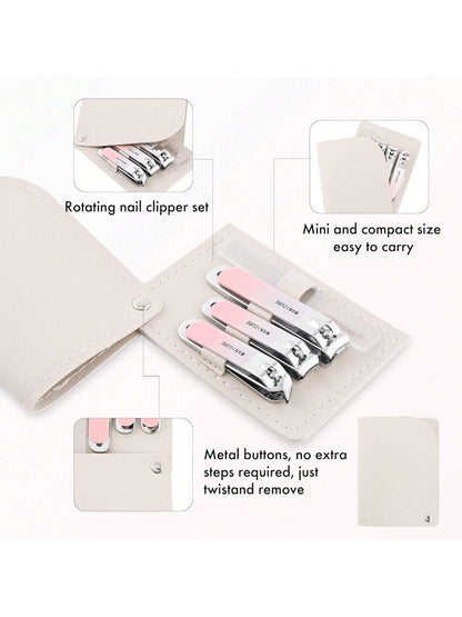 Manicure Set Stainless Steel Nail Clipper, Professional Men/Women Nail Clippers Kit 4 Pcs, Travel Manicure Grooming Kit Nail Clipper Set