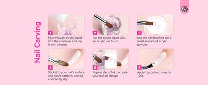 3pcs Acrylic Nail Brush Set - Size 6/8/12 Acrylic Nail Brushes For Acrylic Application, Professional Acrylic Brush Set For Acrylic Powder Nail Art Extension & 3D Carving Nail Salon Home DIY