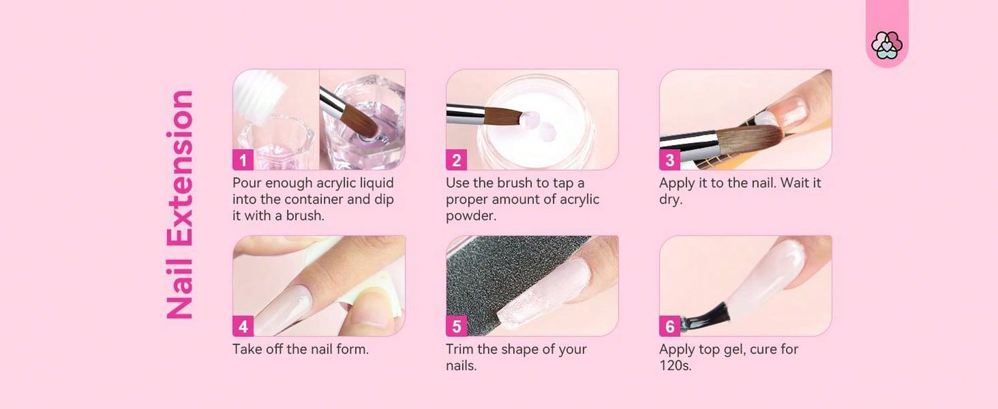 3pcs Acrylic Nail Brush Set - Size 6/8/12 Acrylic Nail Brushes For Acrylic Application, Professional Acrylic Brush Set For Acrylic Powder Nail Art Extension & 3D Carving Nail Salon Home DIY