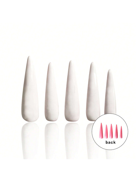 ALL White Stiletto Nails